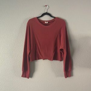 Sky and Sparrow | Cropped, red sweater. Size XL